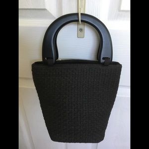 Talbots Straw bucket bag with wooden handles EUC